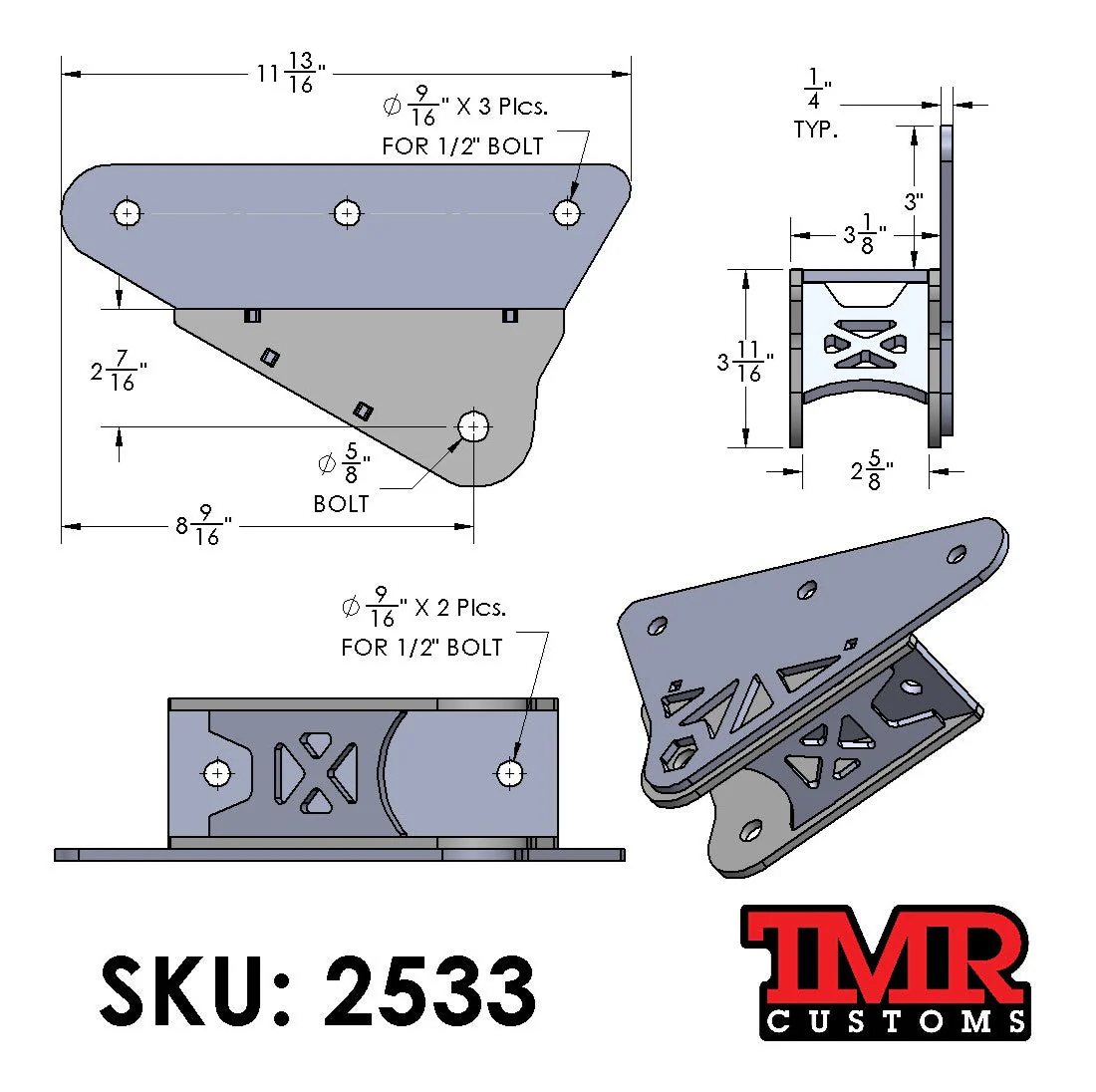 Universal DIY Traction Bar Brackets - Frame Mount - Image 4